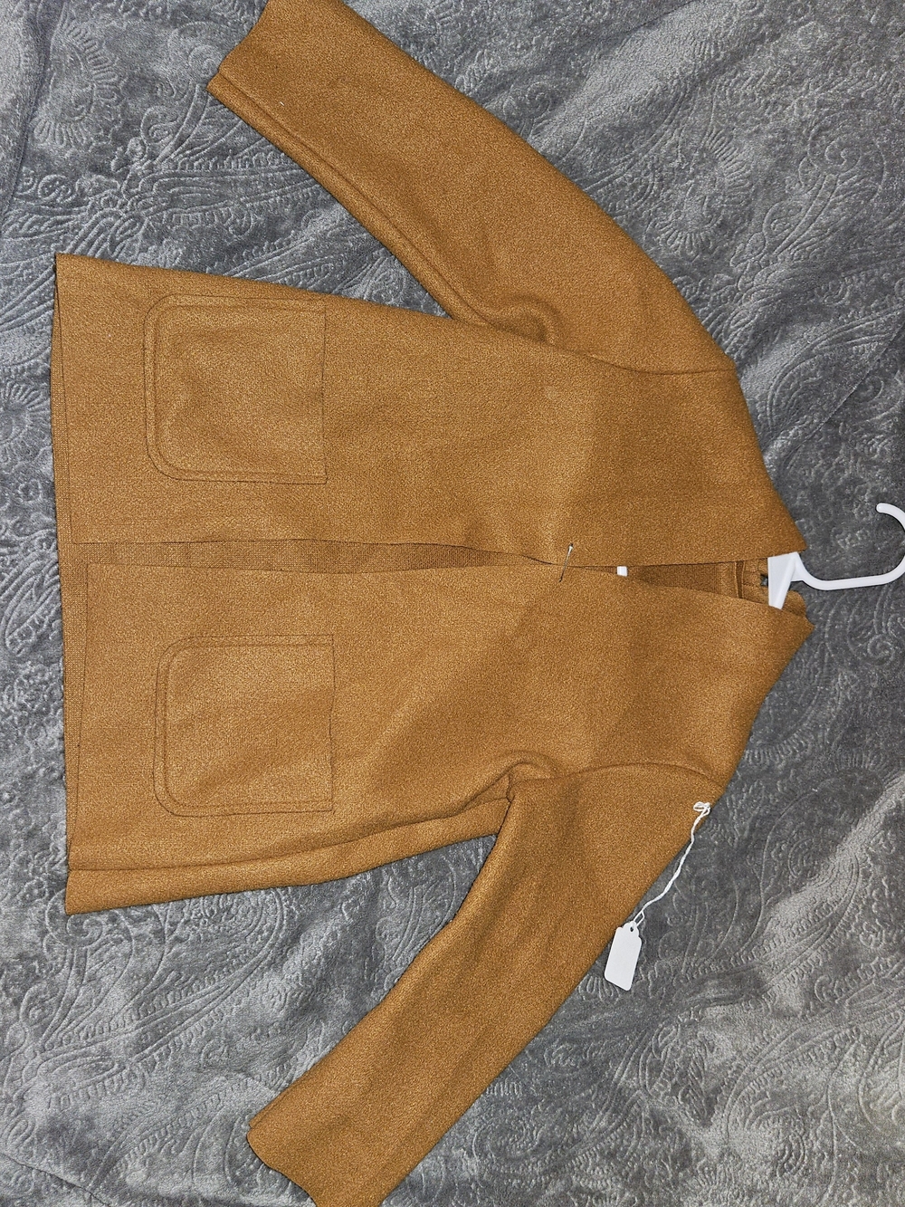 Men's Camel Brown Open-Front Sweater Jacket